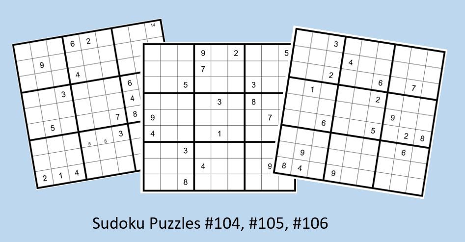 Solutions for Sudoku #105 and #106 (Medium) - Free Printable Puzzles