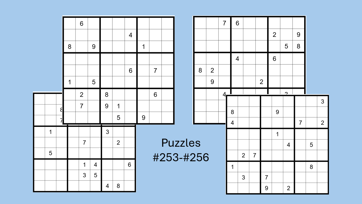 Thousand Islands Life, Sudoku Puzzles for July, #253-#256